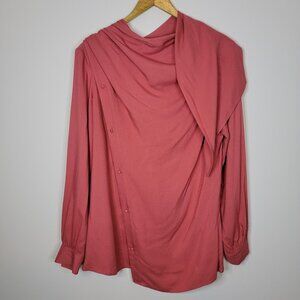 Soft Surroundings Rose Button Crossover Wrap Top Sz S Assymetrical Long Sleeve